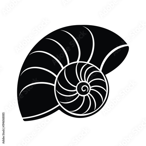 Sleek spiral seashell silhouette icon