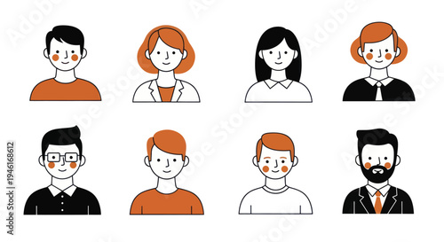 Diverse Group of Cartoon Avatars Representing Various People and Personalities.