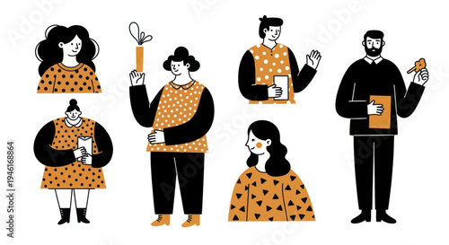 Diverse group of people in various poses and expressions, showcasing individuality and community.