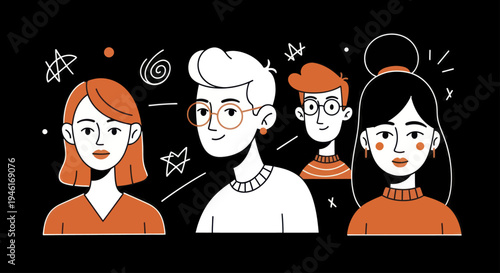 Diverse Group of Young Adults with Unique Personalities and Styles.