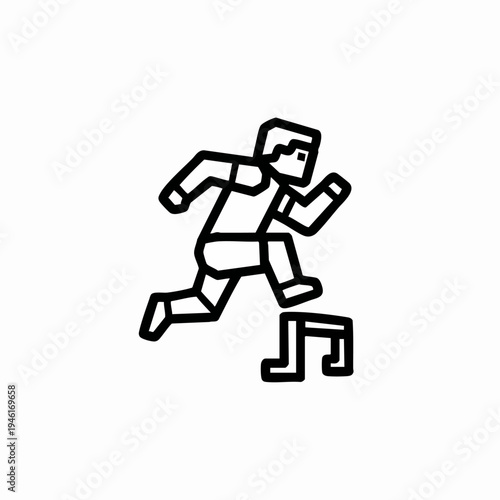 Athletic figure jumping over a hurdle in a dynamic pose.