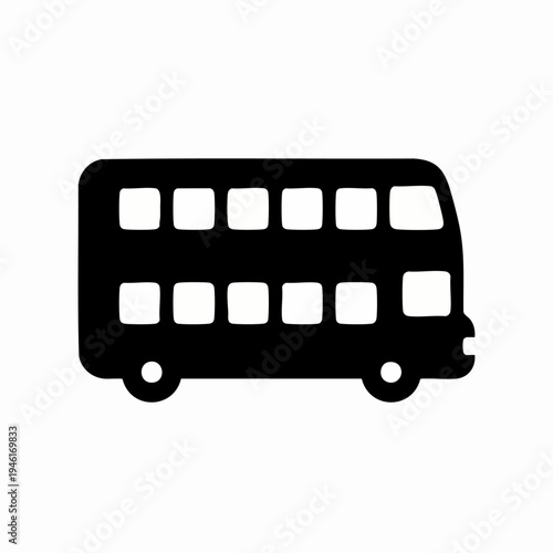 Black Silhouette of a Double Decker Bus Icon.