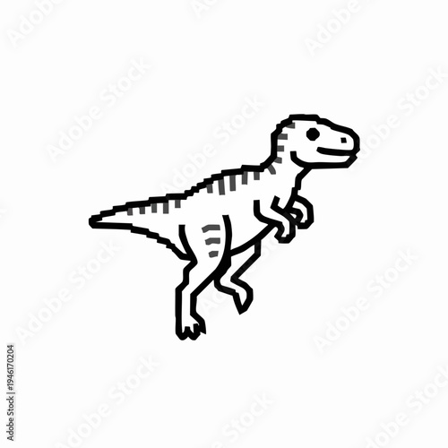 Cute Dinosaur Illustration Simple Line Art Style.