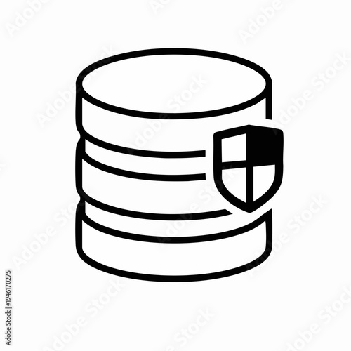 Database Security Icon with Shield Symbol.