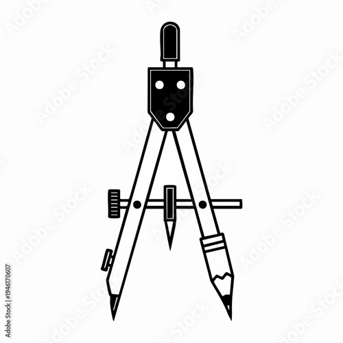 Drawing Compass Tool with Pencil Attachment for Technical Drafting.
