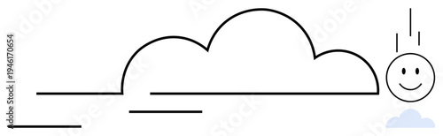 Cloud computing concept. Cloud and happy face merged in minimalist art. Cloud computing is revolutionizing data storage and access. Perfect for tech, innovation, IT, digital transformation, data