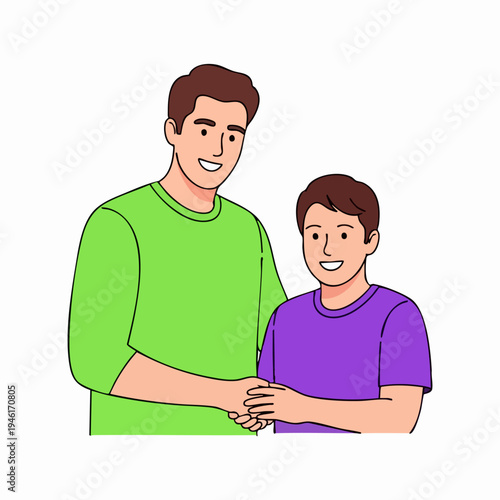 Father and Son Posing Together Happily.