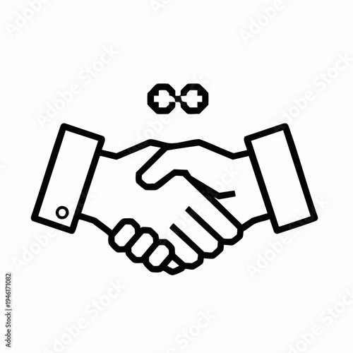 Handshake Symbolizing Agreement and Partnership with Link Icon.