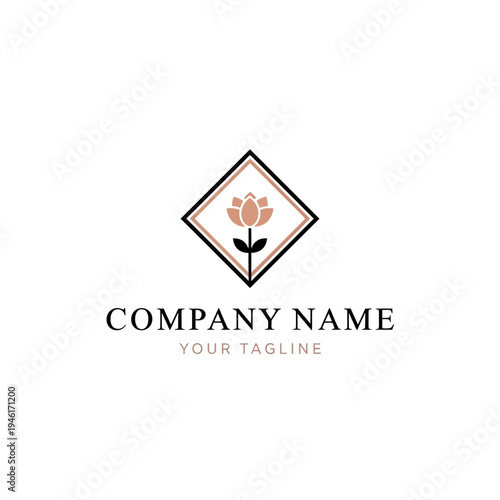 Logo Design with Flower and Diamond.
