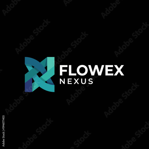 This logo design illustrates an interconnected abstract shape, representing innovative technology solutions. It's ideal for businesses focused on connectivity and collaboration.