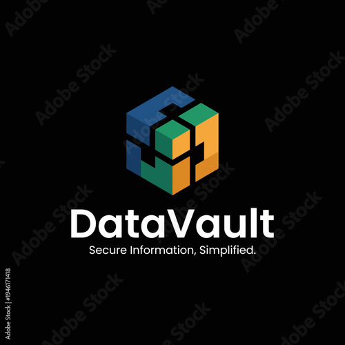 This image showcases a geometric logo representing a secure data storage solution. The design emphasizes simplicity, security, and technological innovation for users.