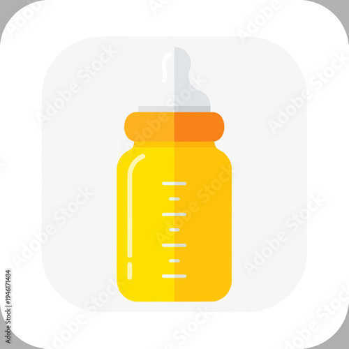Baby Bottle Icon, Yellow and Orange, Flat Design, Isolated on White Background