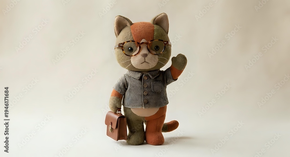 Naklejka premium Adorable anthropomorphic fox character wearing glasses and vest, cute animal mascot design for children's books, games, and educational materials.