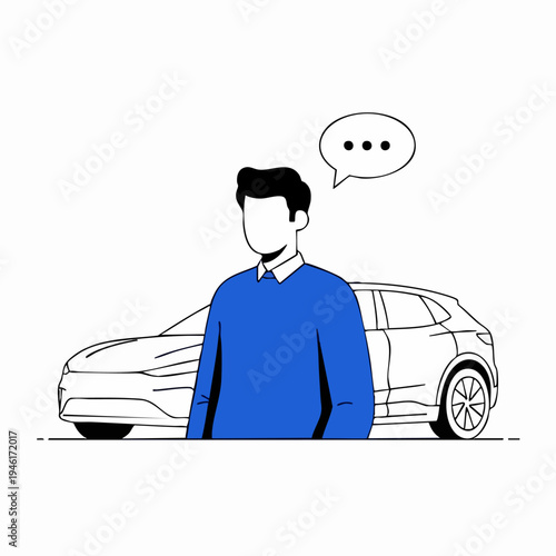 Man thinking about car purchase or car service.