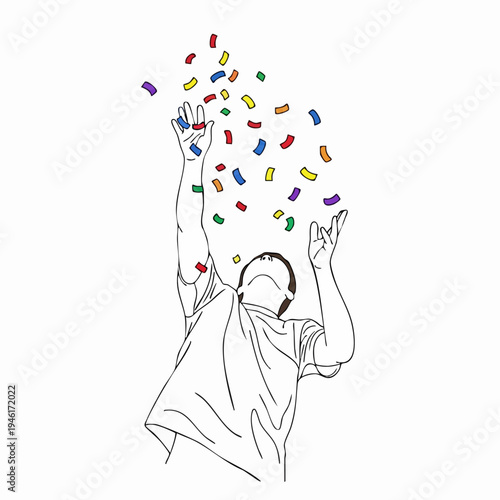 Man throwing confetti celebrating a happy moment.