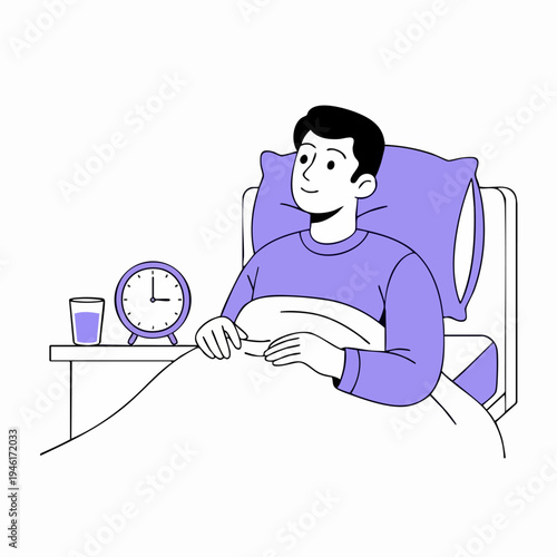 Man Waking Up in Bed Feeling Refreshed and Alert.