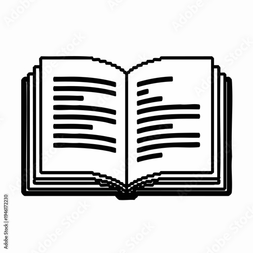 Open Book Illustration with Lines Representing Text.