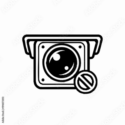 Security camera with a forbidden sign indicating no surveillance or privacy.