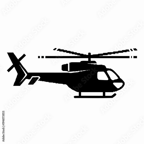 Silhouette of a Modern Helicopter in Flight.