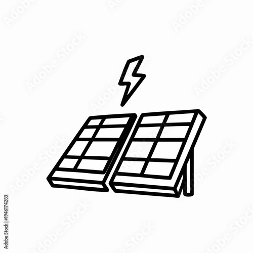 Solar panels generating clean energy with lightning bolt symbol.