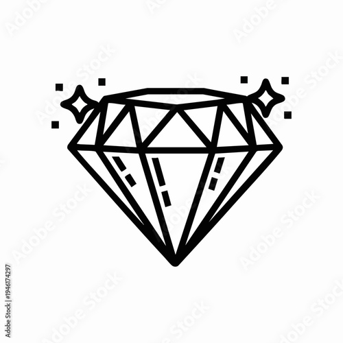 Sparkling Diamond Gemstone Icon with Geometric Facets.