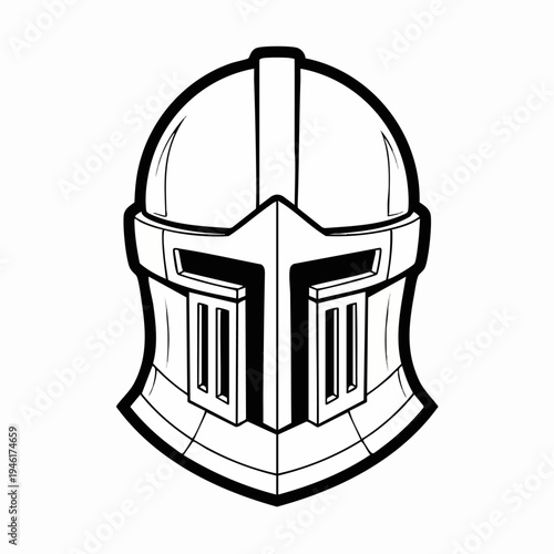 Stylized Medieval Knight Helmet Graphic Design.