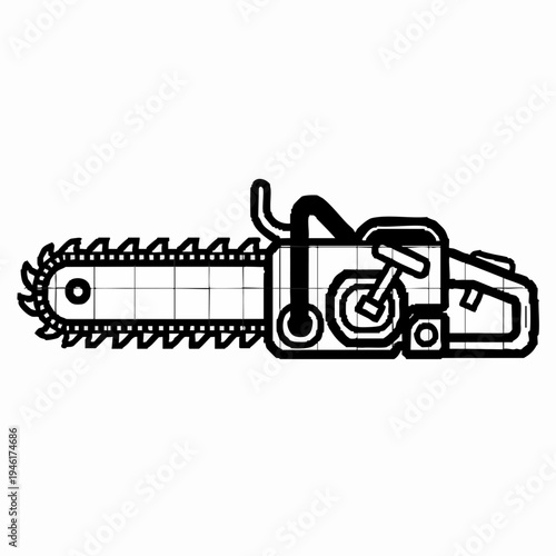 Stylized Outline of a Chainsaw Tool.