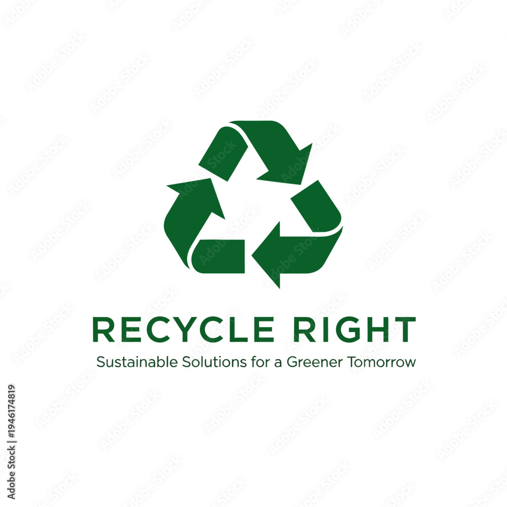 Fototapeta premium Recycle Right Green Recycling Symbol Logo.