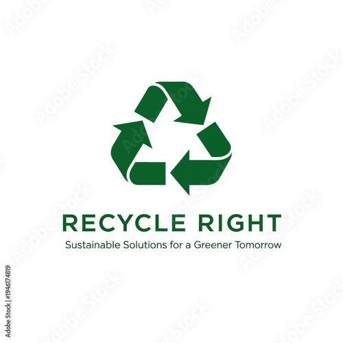 Recycle Right Green Recycling Symbol Logo.