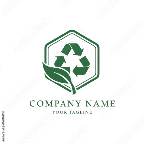 Green Recycling Logo with Leaf Design.