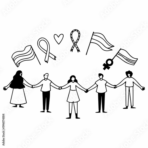 LGBTQ+ Allyship Line Art