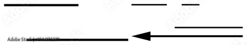 Arrow concept. Black arrow pointing left among horizontal black lines. Arrow direction, movement, navigation, progress, and decision-making. For design, business navigation education presentations