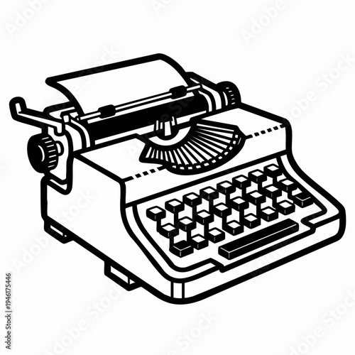 Vintage Manual Typewriter with Paper Roll.