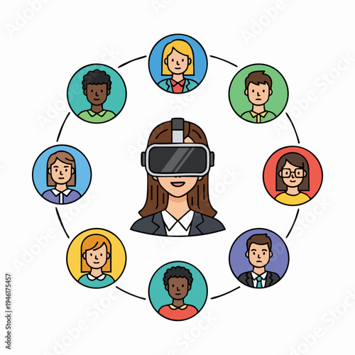 Virtual Reality Meeting Connecting Diverse People Globally.