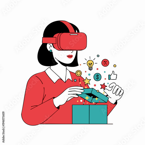 Woman Experiencing Virtual Reality Technology and Innovation.