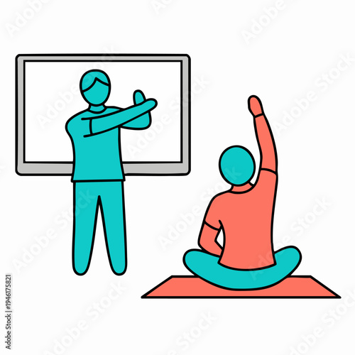 Yoga instructor teaching student in a class.
