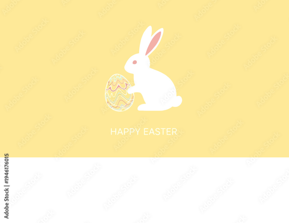Fototapeta premium White Easter bunny with a basket of eggs.