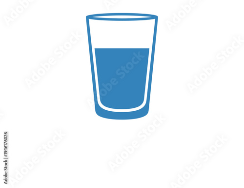 Simple Blue Glass of Water Icon Illustration.