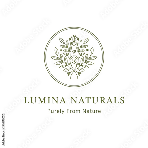 Lumina Naturals Logo with Leaves Design.