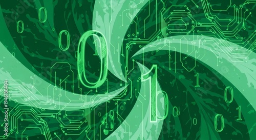 Sustainable Green Tech Background with Emerald and Mint Data Visualization 2