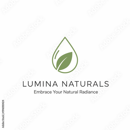 Lumina Naturals Green Leaf Logo Design.