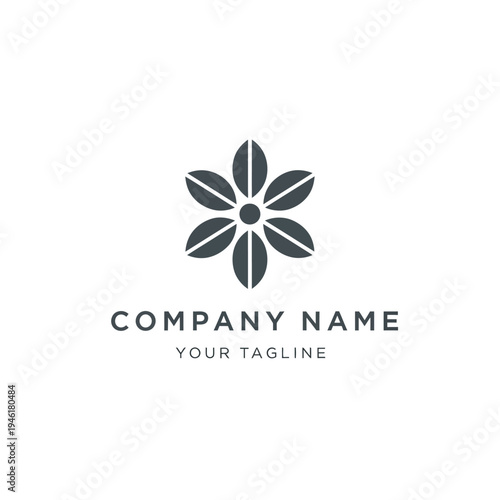 Simple Black Flower Logo Design Element.