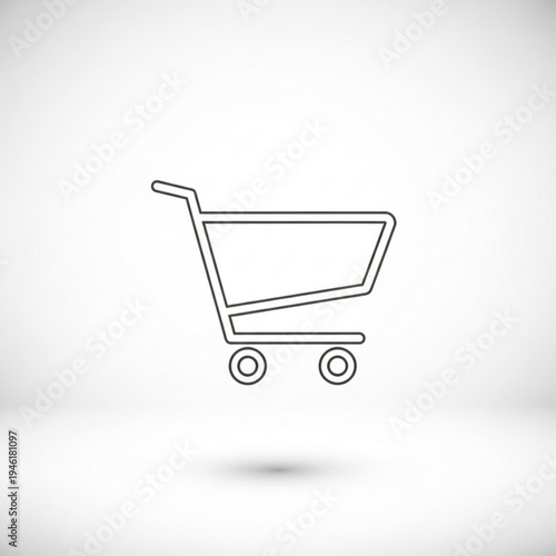 A simple line drawing of a shopping cart on a subtle gradient background