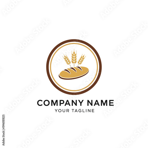 Bread Logo Design with Wheat Emblem.