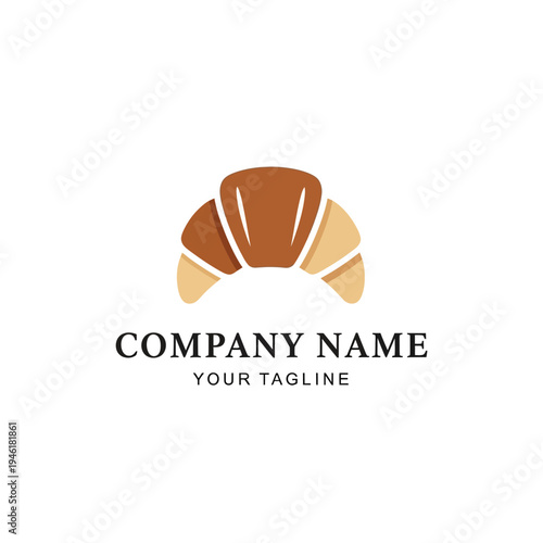 Croissant Logo Design Template on White.