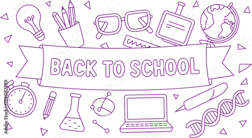 Back to School Outline Stationery Collection with Scientific and Learning Elements