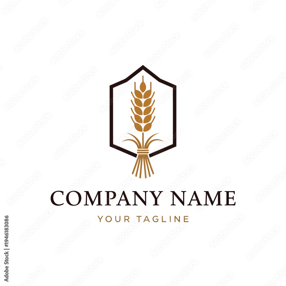 Obraz premium Golden Wheat Ears Logo Design Element.