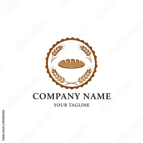 Bread Loaf Emblem with Wheat Grains.