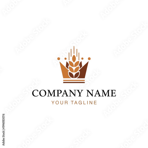 Golden Crown Logo Design Element Wheat.