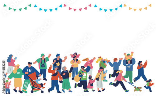 マルシェイベント風景 人々で賑わう屋外マーケットのバナー